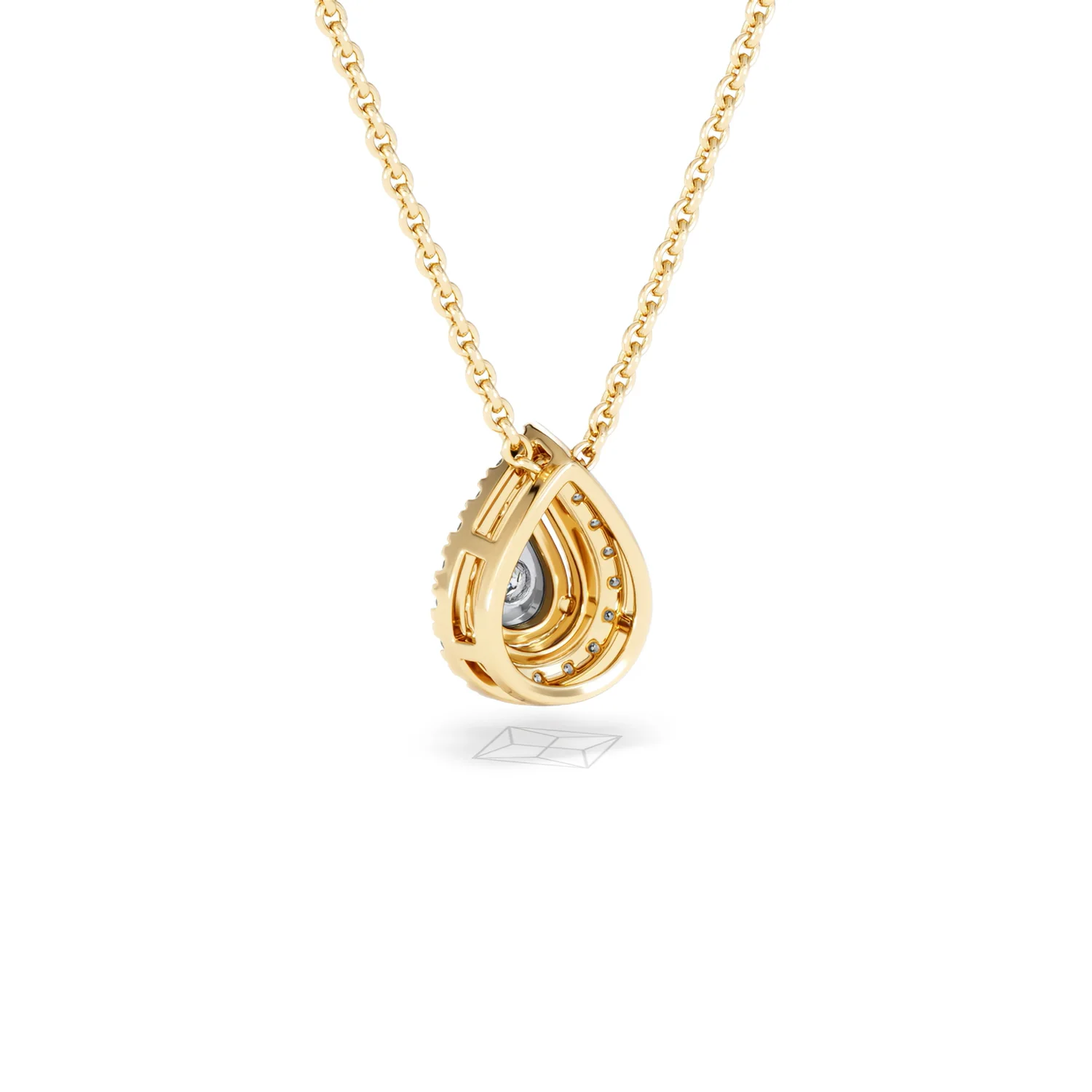 Masami Lab Diamond Pear Halo Necklace 0.10ct Pave Set in 18K Gold Vermeil - Image 55