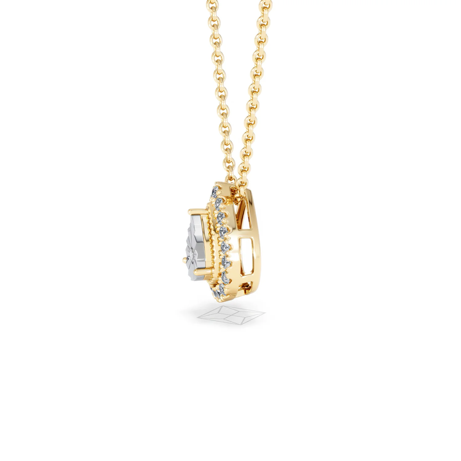 Masami Lab Diamond Pear Halo Necklace 0.10ct Pave Set in 18K Gold Vermeil - Image 72