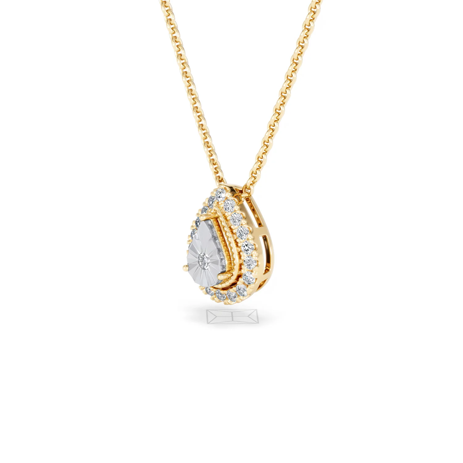 Masami Lab Diamond Pear Halo Necklace 0.10ct Pave Set in 18K Gold Vermeil - Image 79