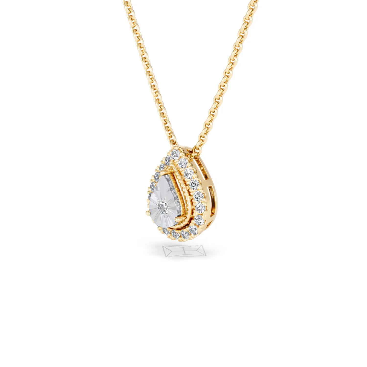 Masami Lab Diamond Pear Halo Necklace 0.10ct Pave Set in 18K Gold Vermeil - Image 80