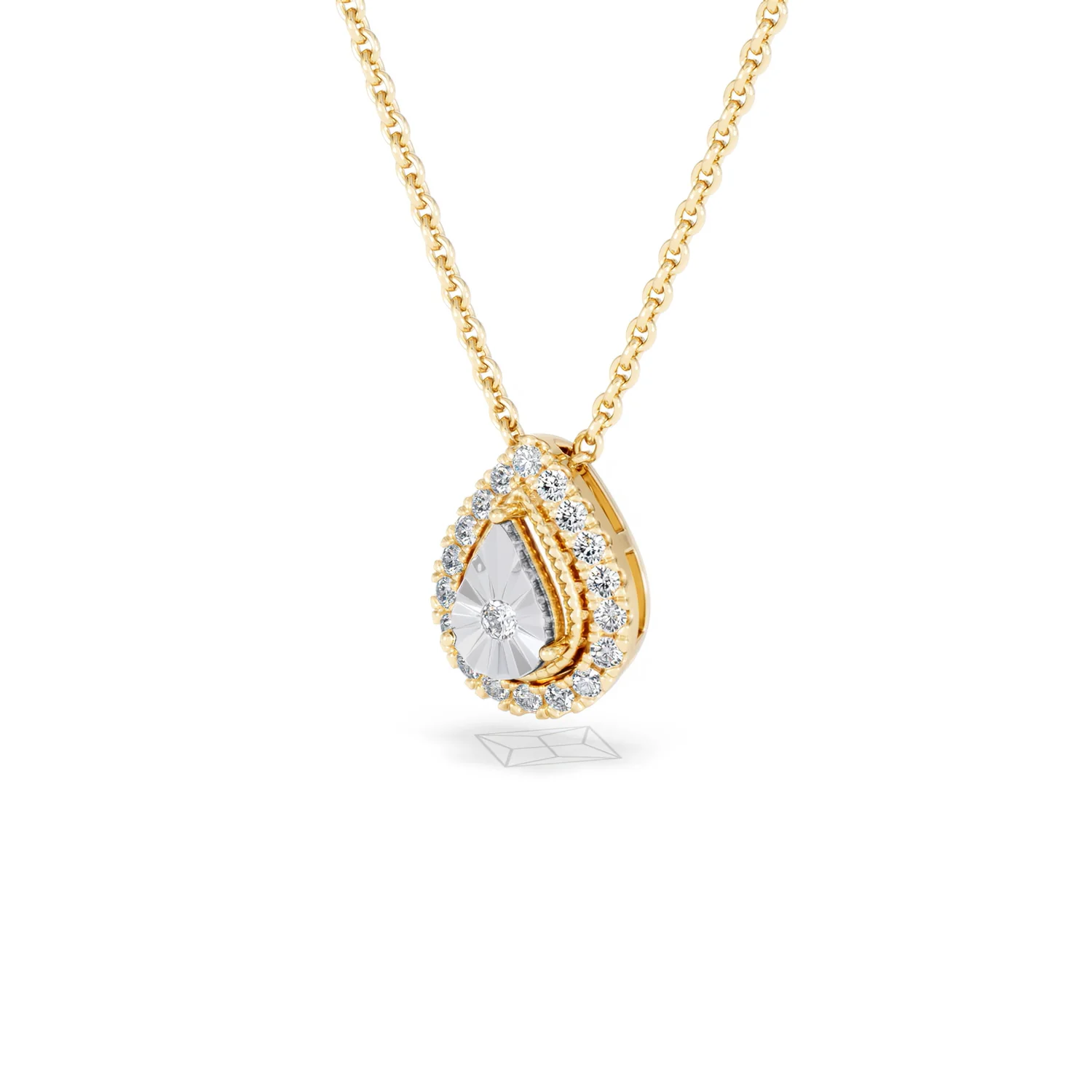 Masami Lab Diamond Pear Halo Necklace 0.10ct Pave Set in 18K Gold Vermeil - Image 82