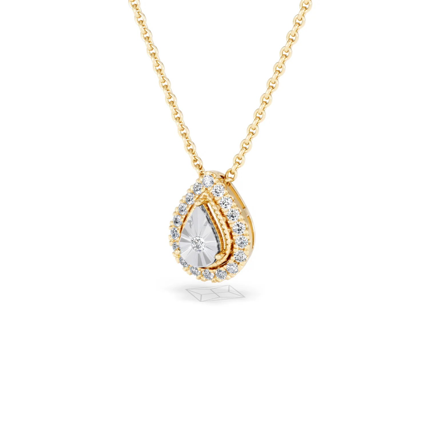 Masami Lab Diamond Pear Halo Necklace 0.10ct Pave Set in 18K Gold Vermeil - Image 83