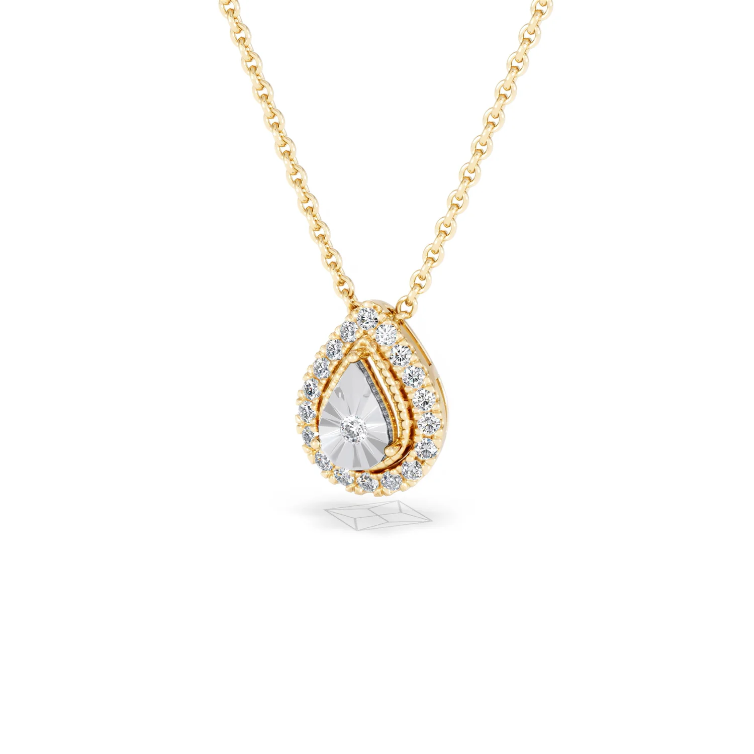 Masami Lab Diamond Pear Halo Necklace 0.10ct Pave Set in 18K Gold Vermeil - Image 84