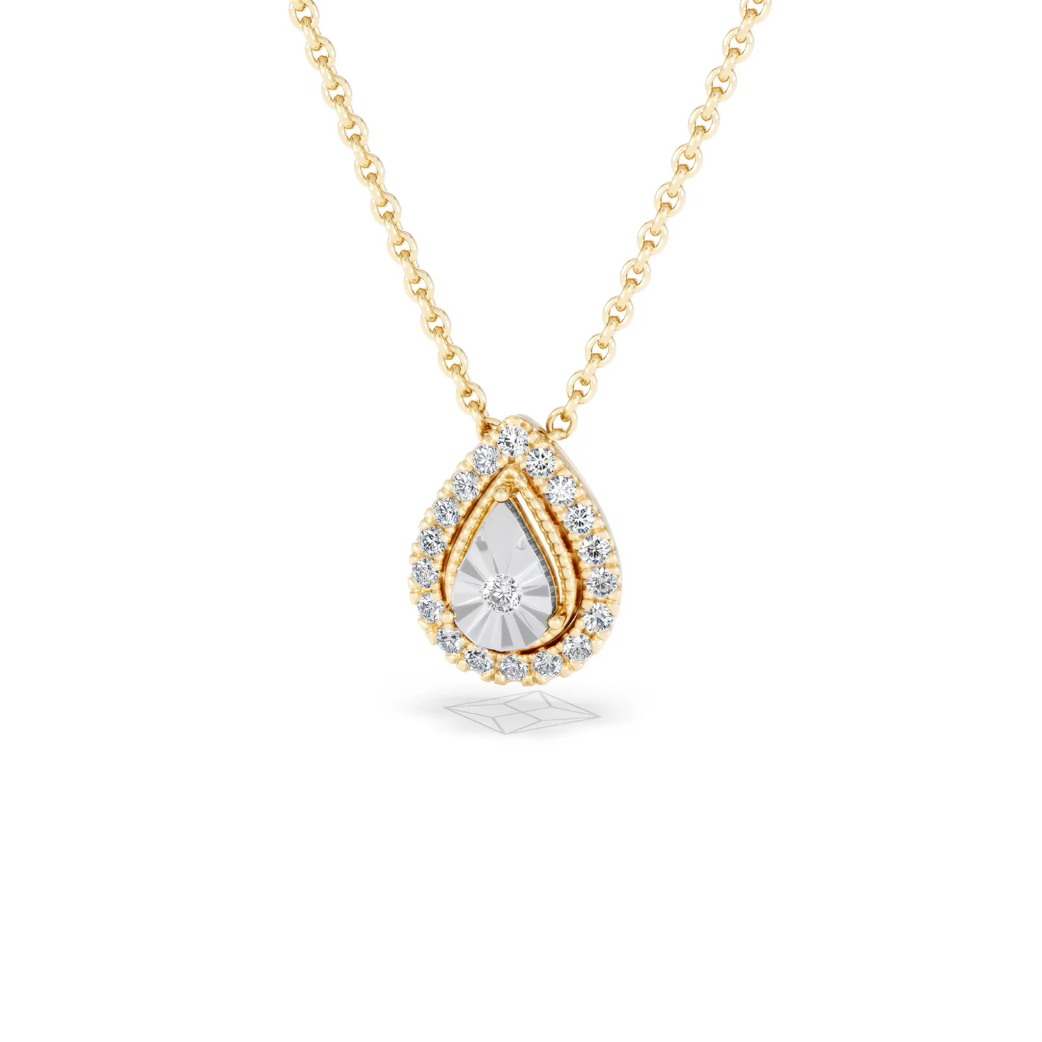 Masami Lab Diamond Pear Halo Necklace 0.10ct Pave Set in 18K Gold Vermeil - Image 86