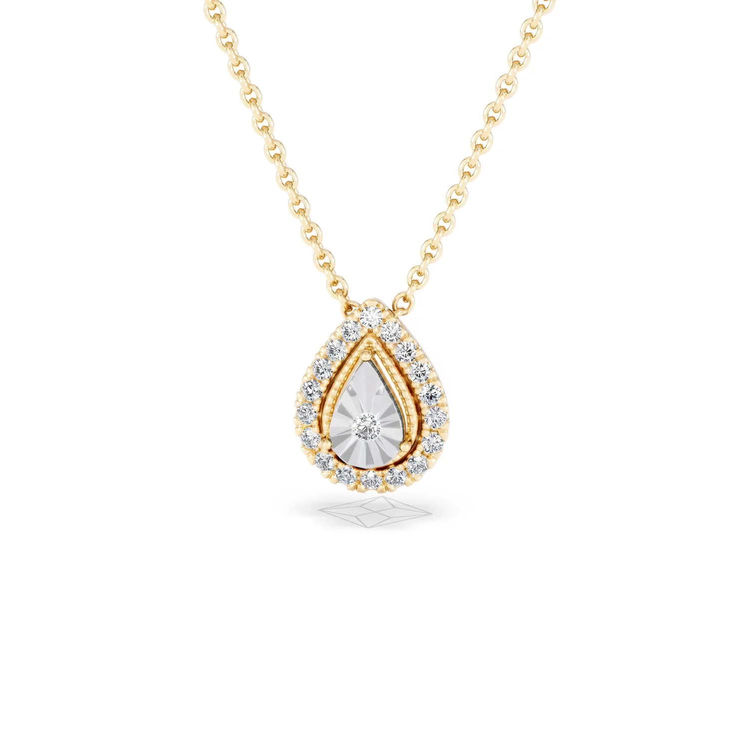 Masami Lab Diamond Pear Halo Necklace 0.10ct Pave Set in 18K Gold Vermeil - Image 87