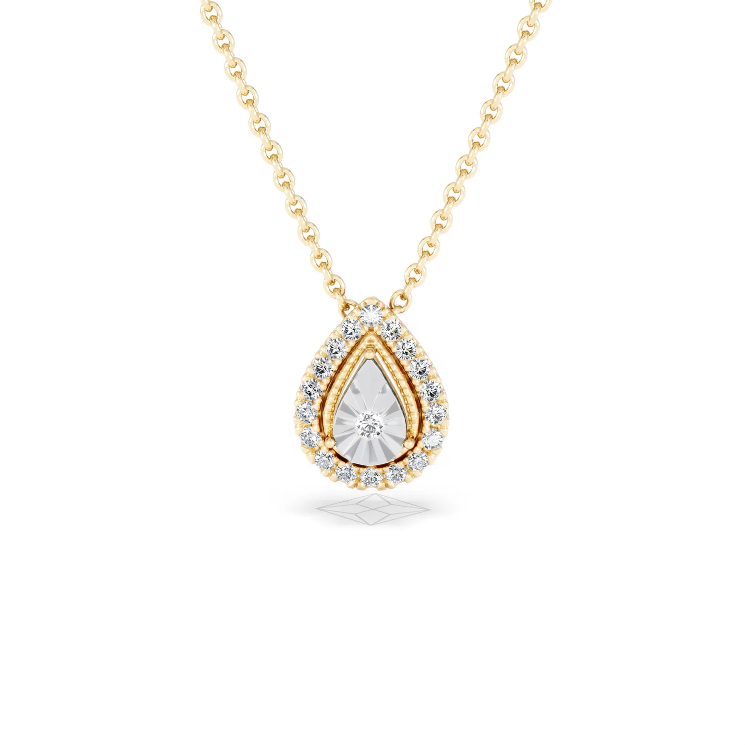 Masami Lab Diamond Pear Halo Necklace 0.10ct Pave Set in 18K Gold Vermeil - Image 88