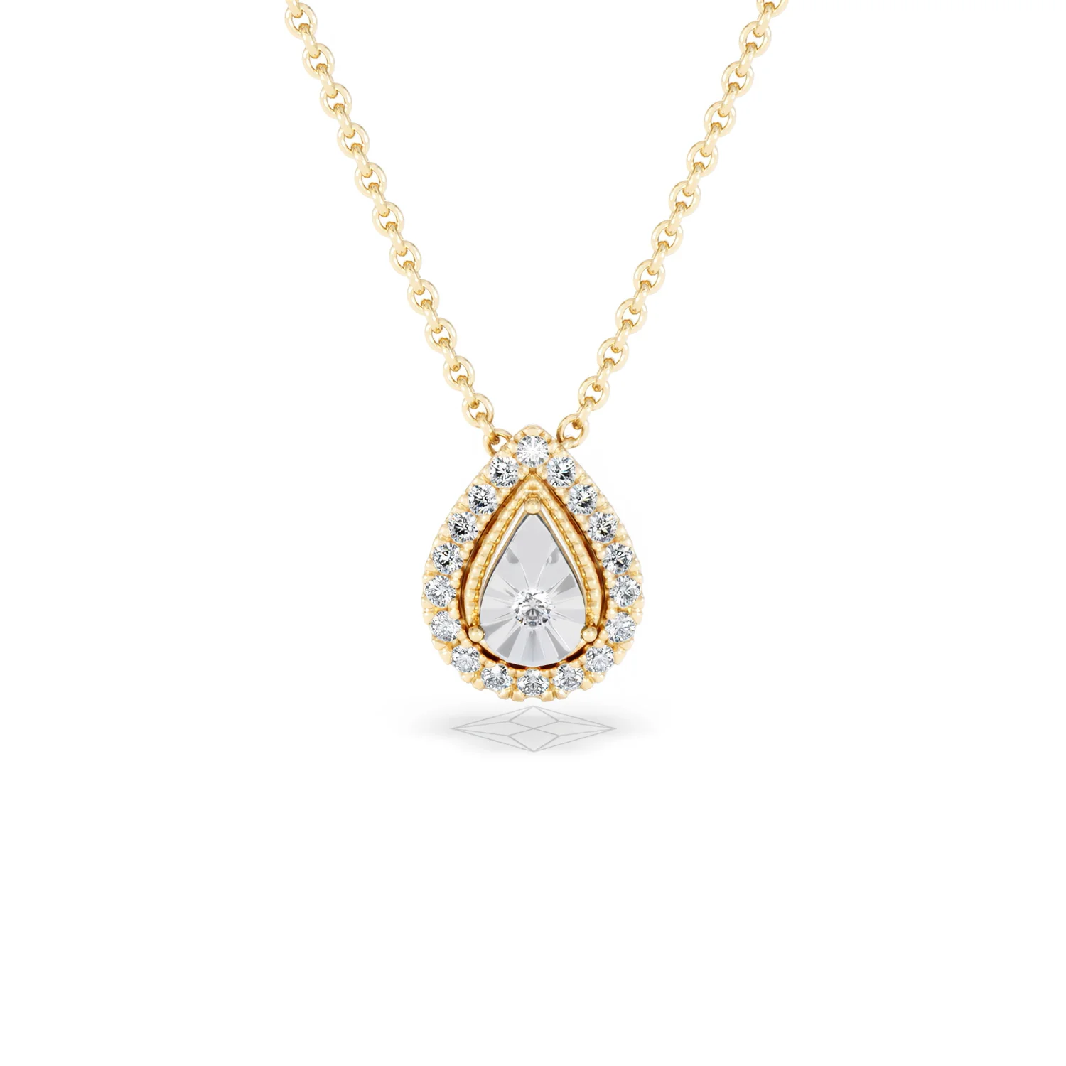 Masami Lab Diamond Pear Halo Necklace 0.10ct Pave Set in 18K Gold Vermeil - Image 9