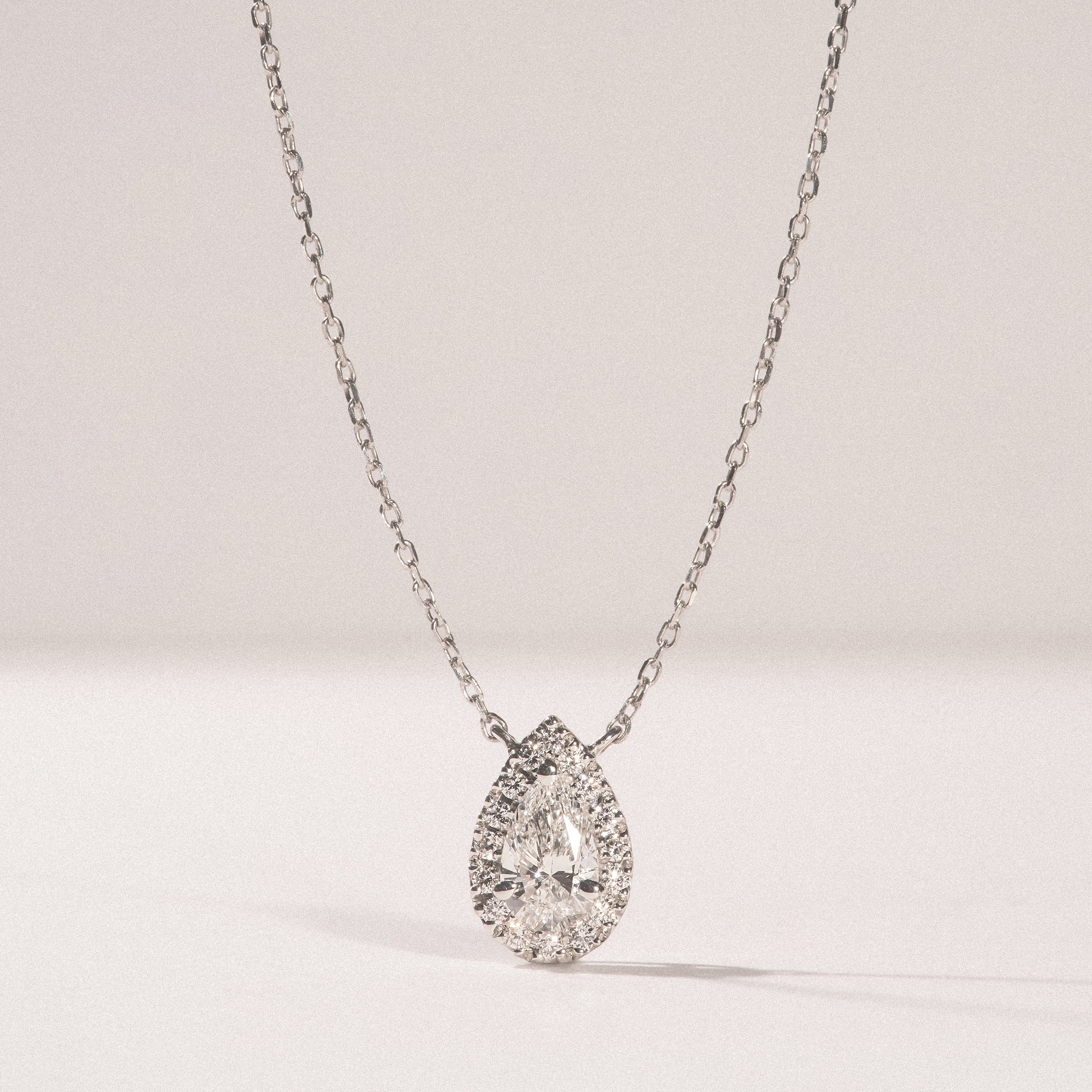 Masami Lab Diamond Pear Halo Necklace 0.10ct Pave Set in 925 Sterling Silver - Image 5