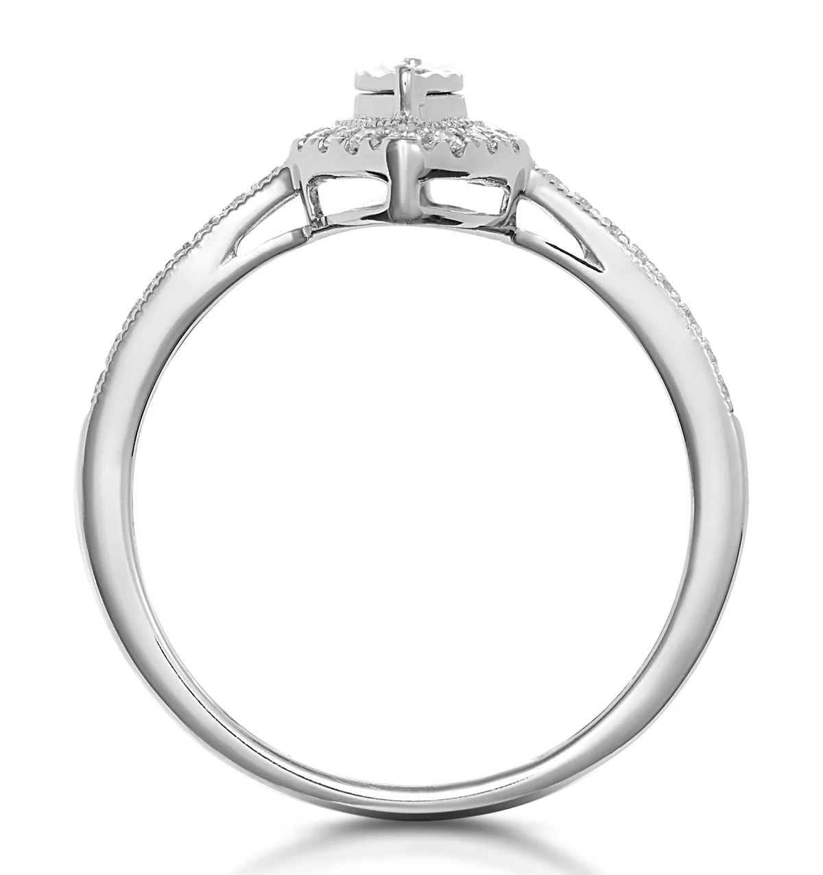 Masami Marquise Diamond Engagement Ring Halo Pave Set in 9K White Gold - Image 3