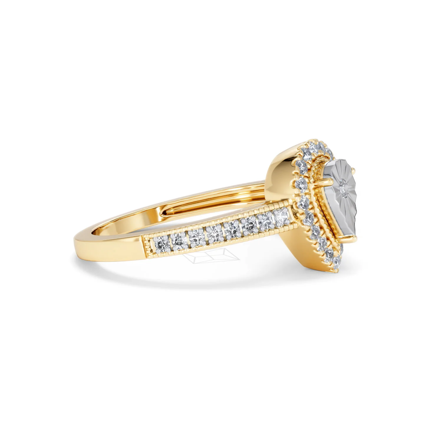 Masami Pear Shaped Pave Diamond Engagement Ring 0.15ct 9K Yellow Gold - Image 22