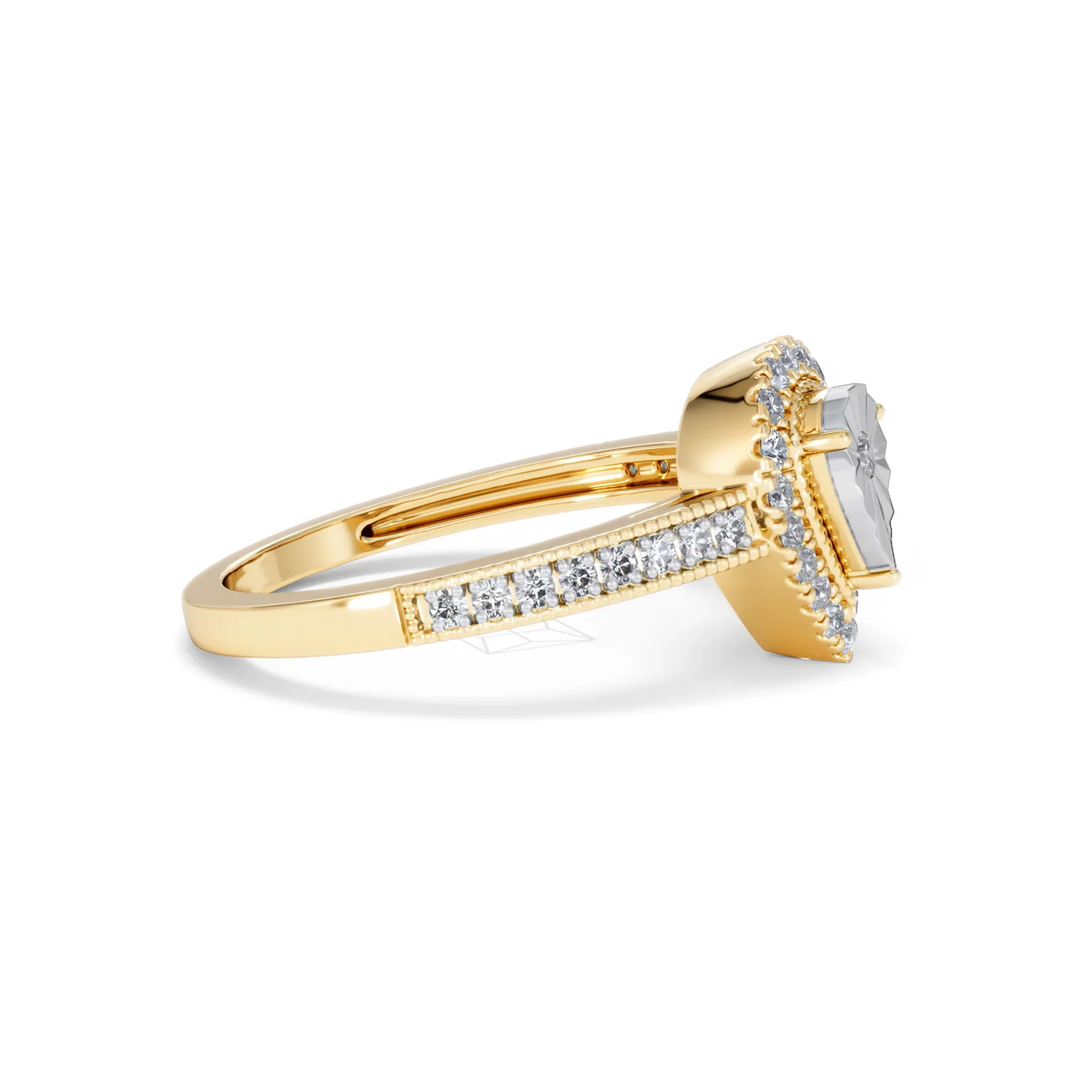 Masami Pear Shaped Pave Diamond Engagement Ring 0.15ct 9K Yellow Gold - Image 24