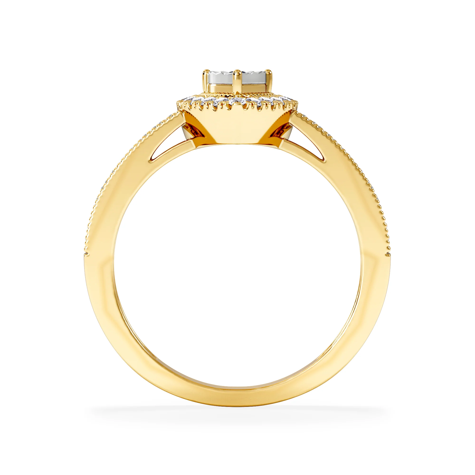 Masami Pear Shaped Pave Diamond Engagement Ring 0.15ct 9K Yellow Gold - Image 3
