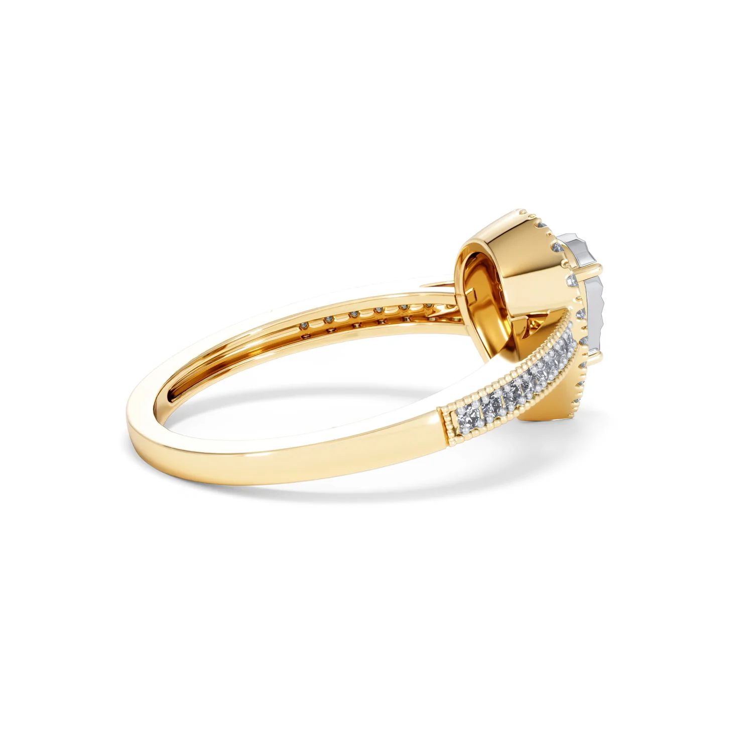 Masami Pear Shaped Pave Diamond Engagement Ring 0.15ct 9K Yellow Gold - Image 33