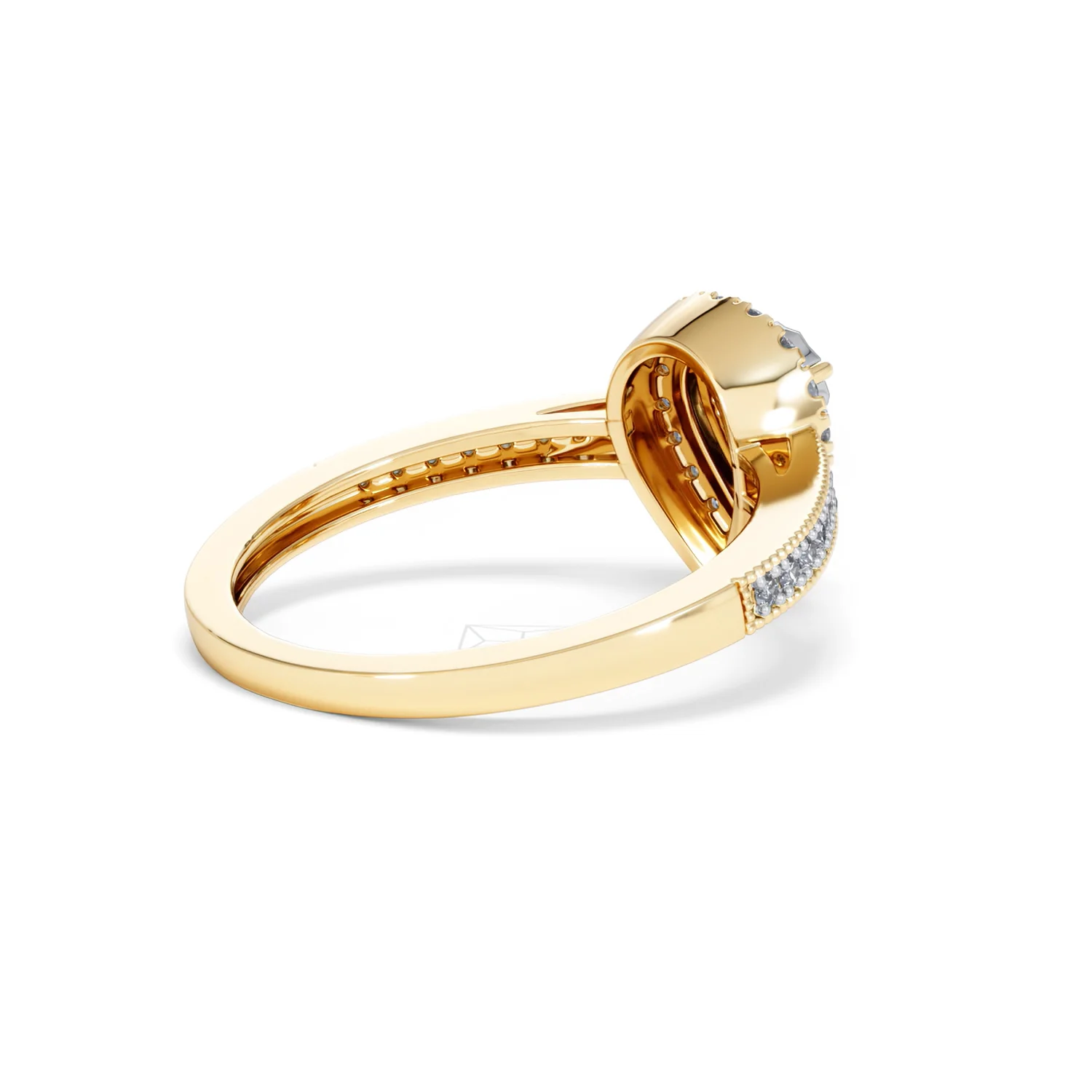 Masami Pear Shaped Pave Diamond Engagement Ring 0.15ct 9K Yellow Gold - Image 37