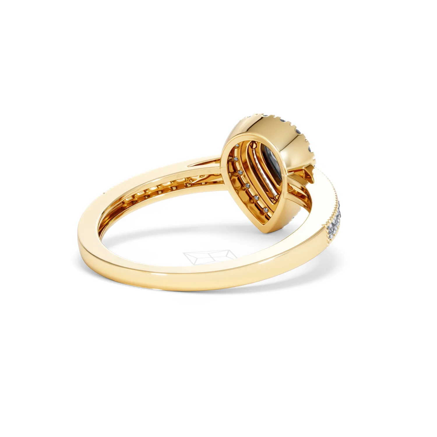 Masami Pear Shaped Pave Diamond Engagement Ring 0.15ct 9K Yellow Gold - Image 41