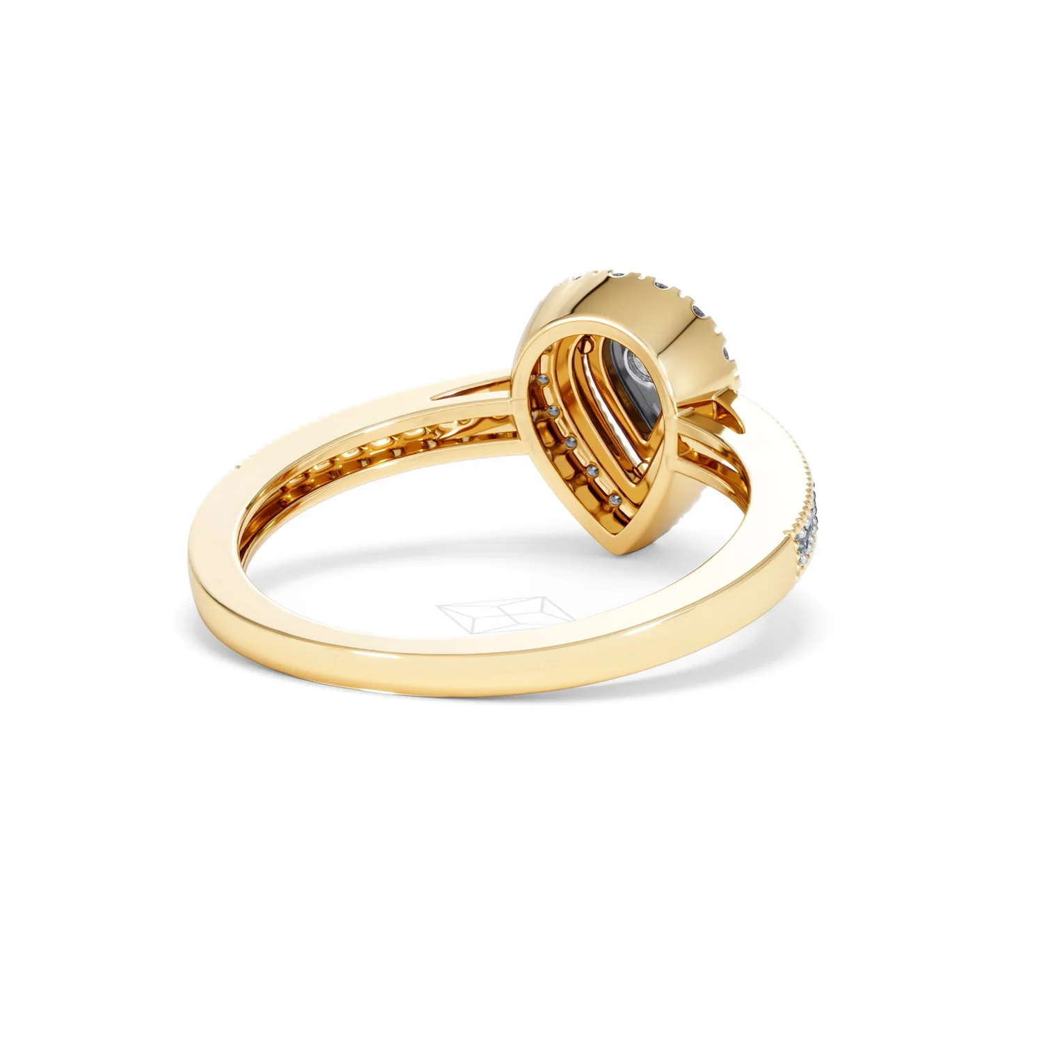 Masami Pear Shaped Pave Diamond Engagement Ring 0.15ct 9K Yellow Gold - Image 42