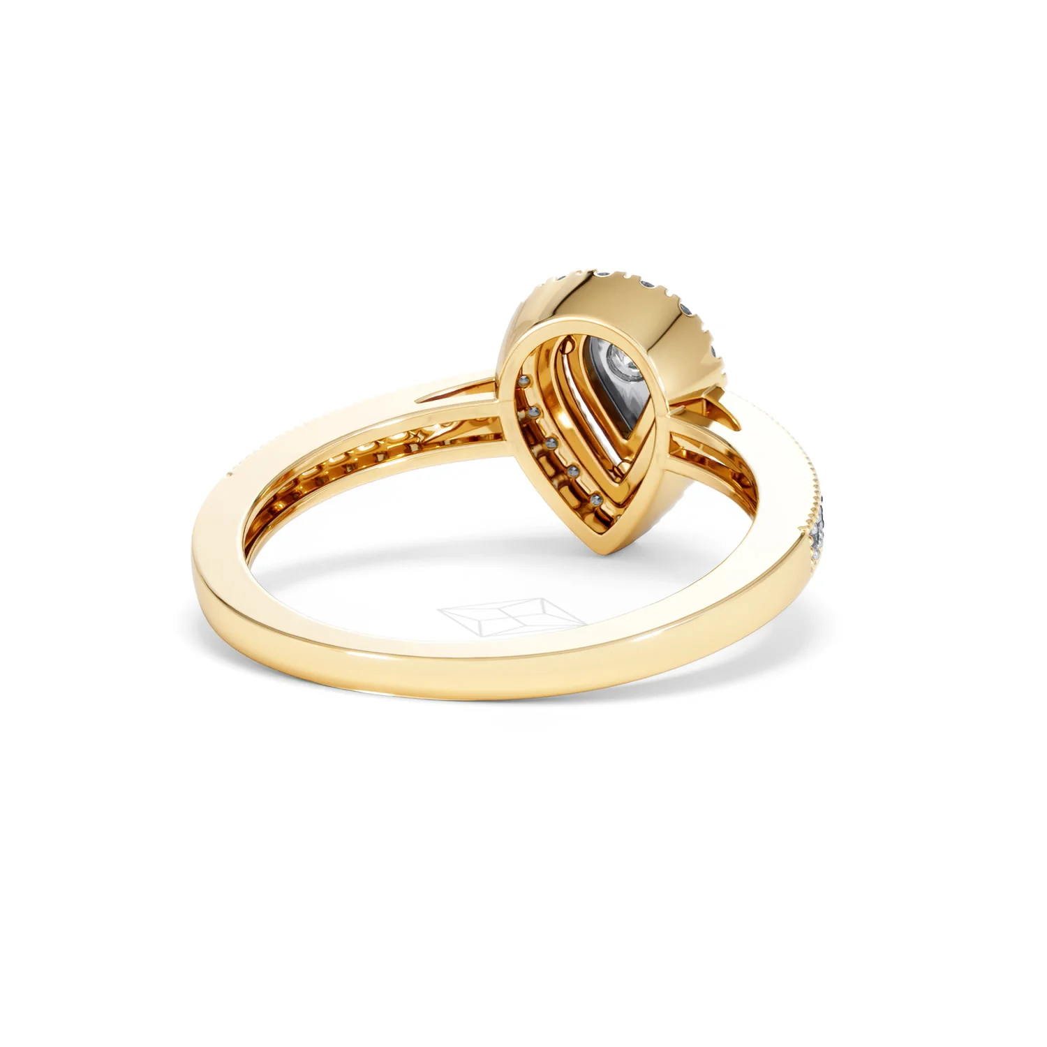 Masami Pear Shaped Pave Diamond Engagement Ring 0.15ct 9K Yellow Gold - Image 43