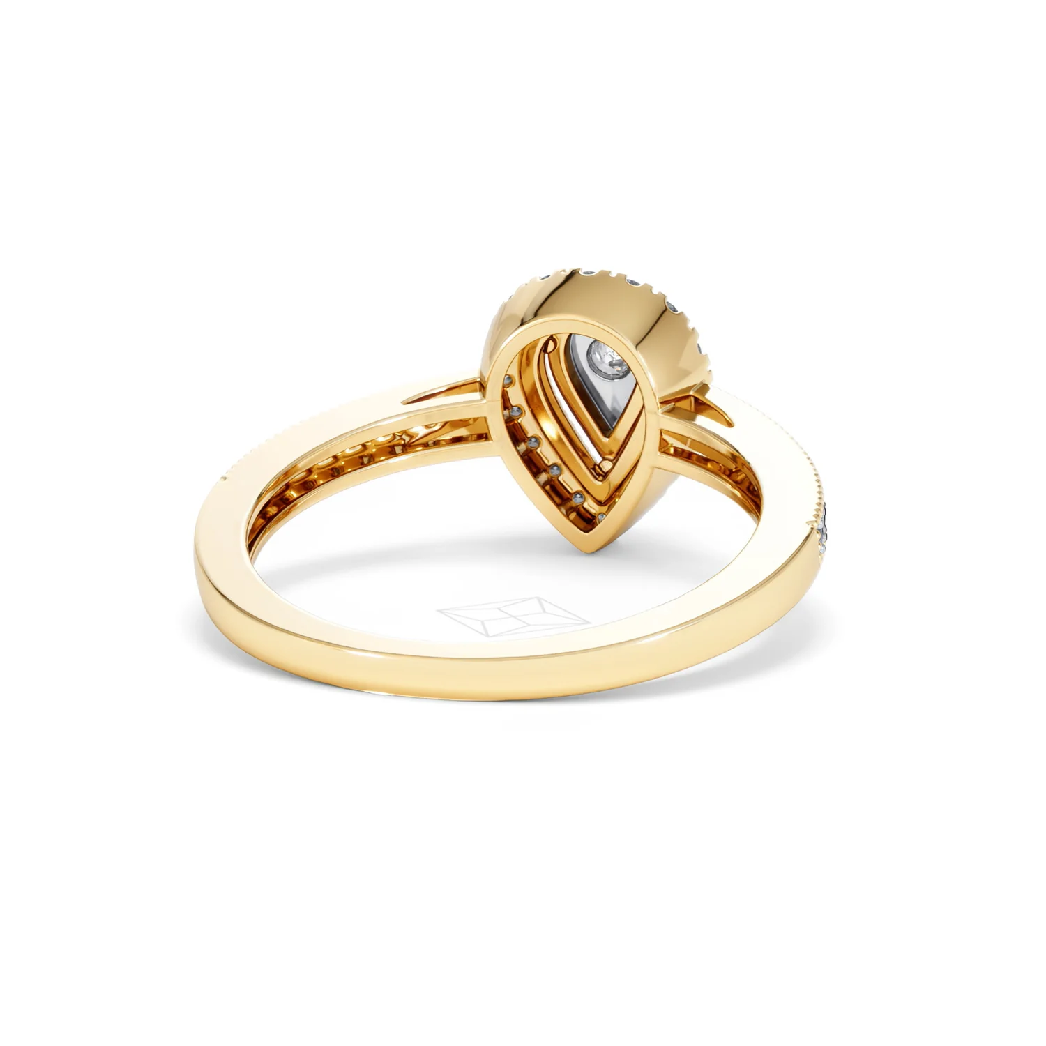 Masami Pear Shaped Pave Diamond Engagement Ring 0.15ct 9K Yellow Gold - Image 44
