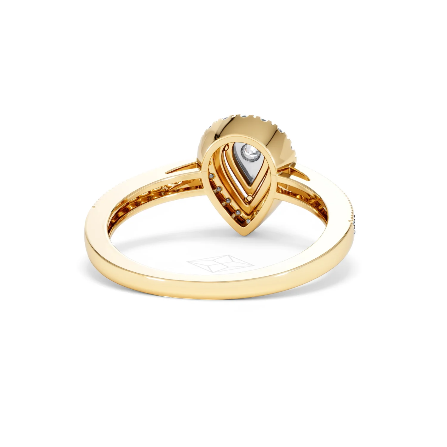 Masami Pear Shaped Pave Diamond Engagement Ring 0.15ct 9K Yellow Gold - Image 45