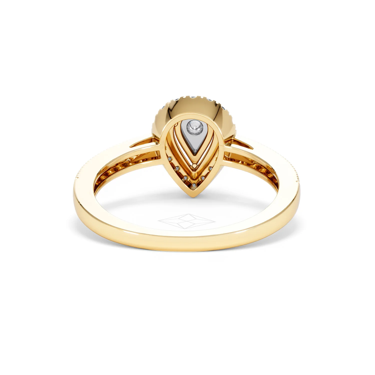 Masami Pear Shaped Pave Diamond Engagement Ring 0.15ct 9K Yellow Gold - Image 47