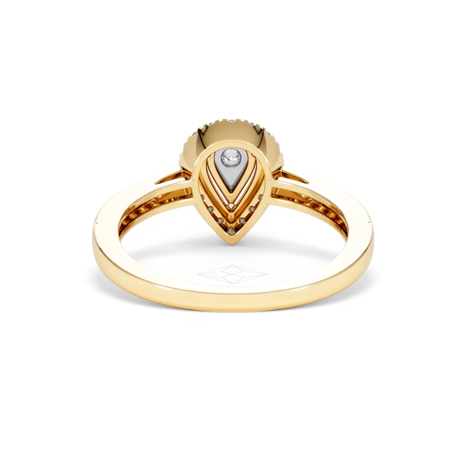 Masami Pear Shaped Pave Diamond Engagement Ring 0.15ct 9K Yellow Gold - Image 48
