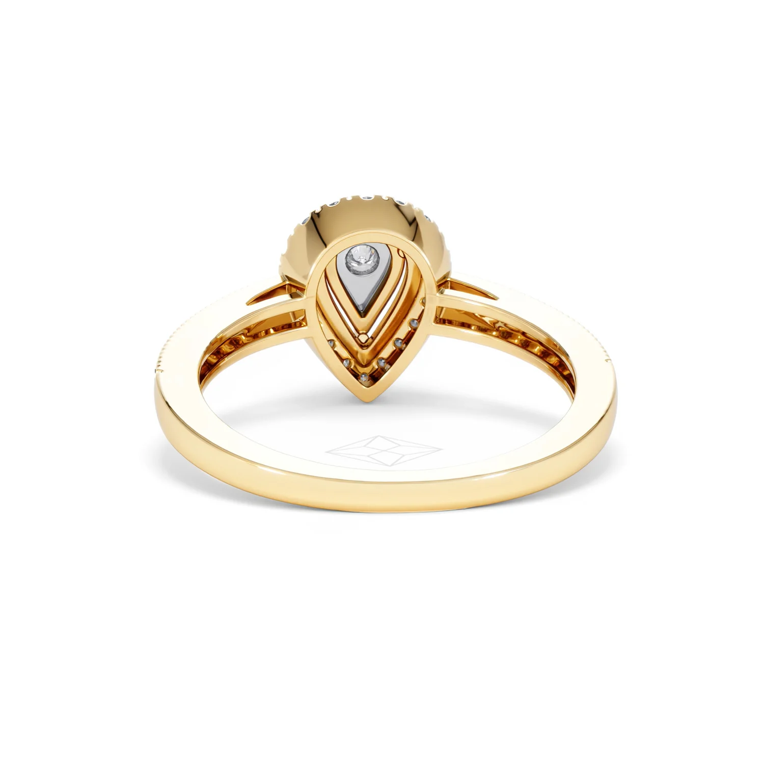Masami Pear Shaped Pave Diamond Engagement Ring 0.15ct 9K Yellow Gold - Image 49