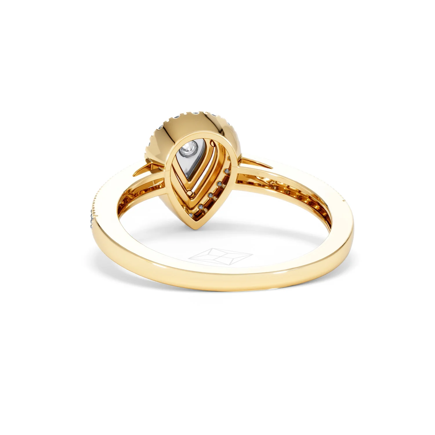 Masami Pear Shaped Pave Diamond Engagement Ring 0.15ct 9K Yellow Gold - Image 51