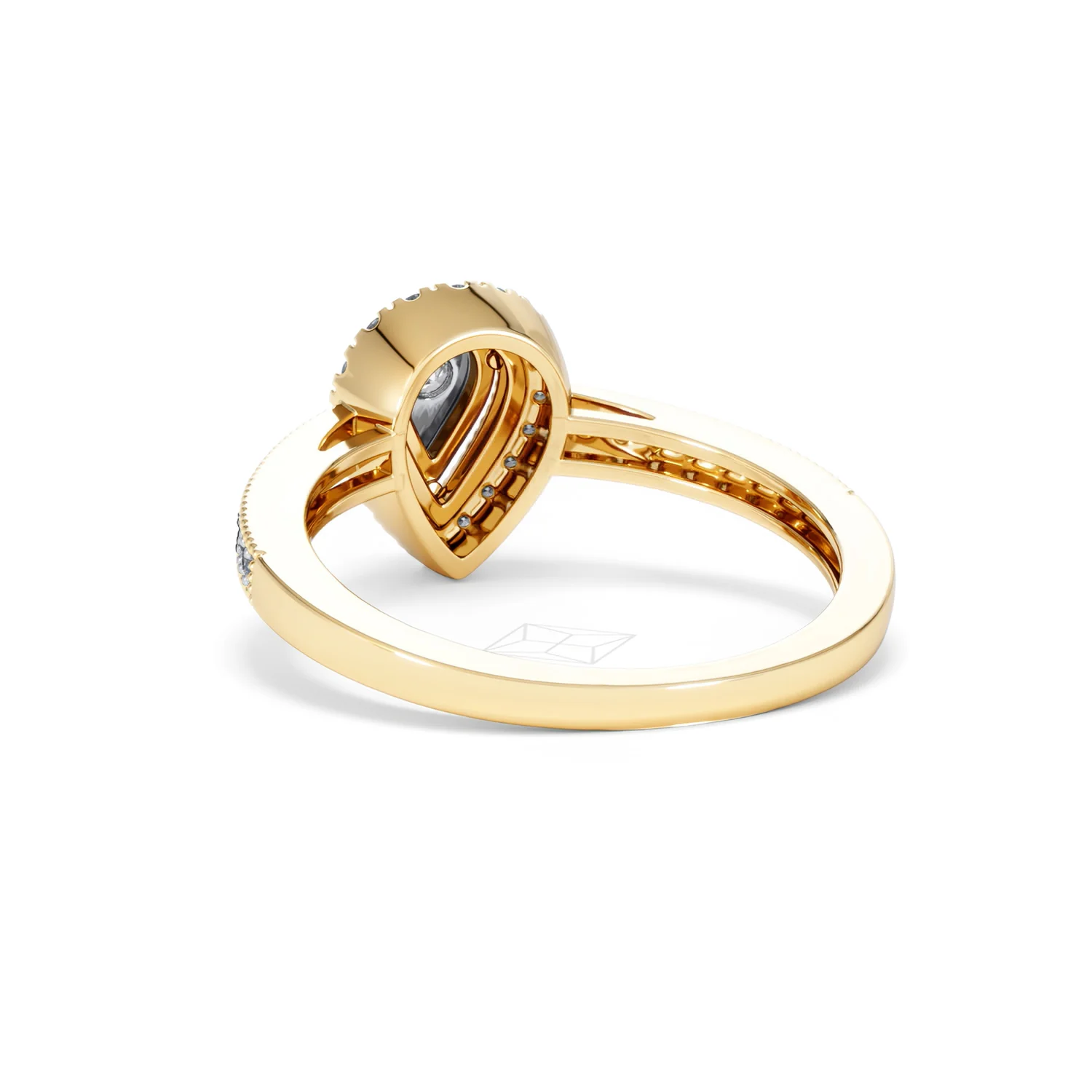 Masami Pear Shaped Pave Diamond Engagement Ring 0.15ct 9K Yellow Gold - Image 53