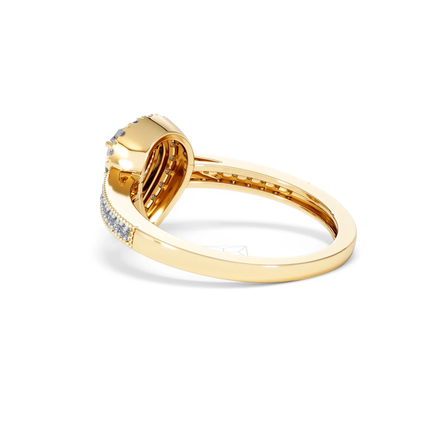 Masami Pear Shaped Pave Diamond Engagement Ring 0.15ct 9K Yellow Gold - Image 58