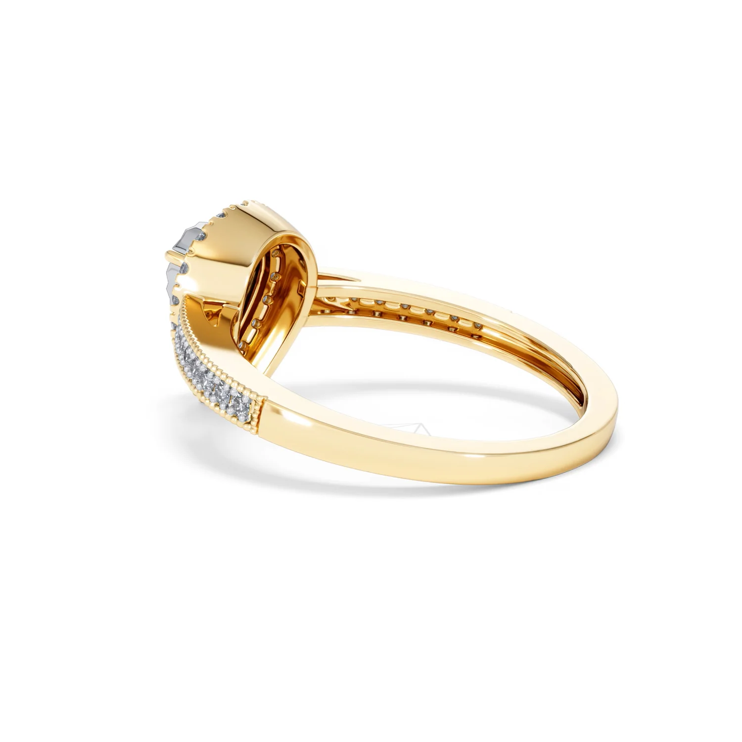 Masami Pear Shaped Pave Diamond Engagement Ring 0.15ct 9K Yellow Gold - Image 60