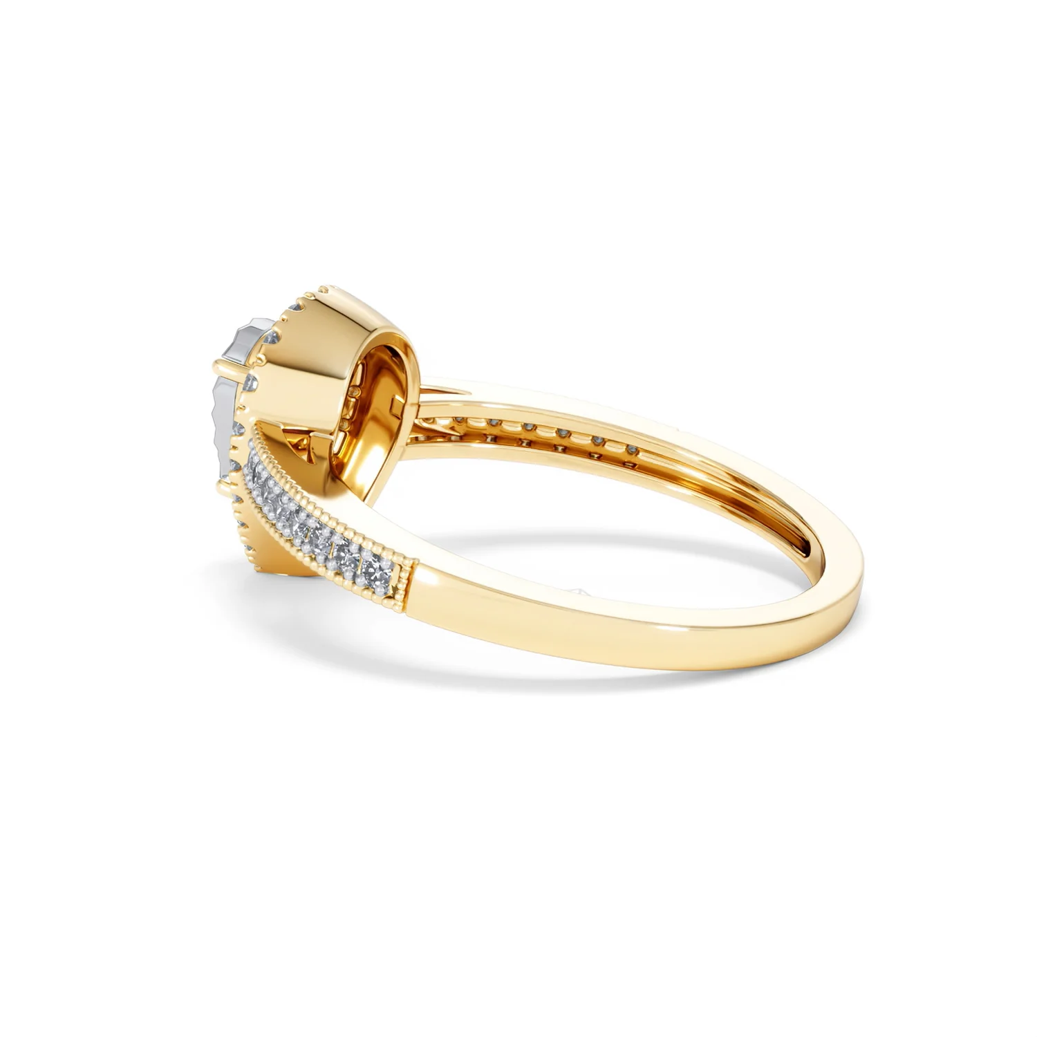 Masami Pear Shaped Pave Diamond Engagement Ring 0.15ct 9K Yellow Gold - Image 62