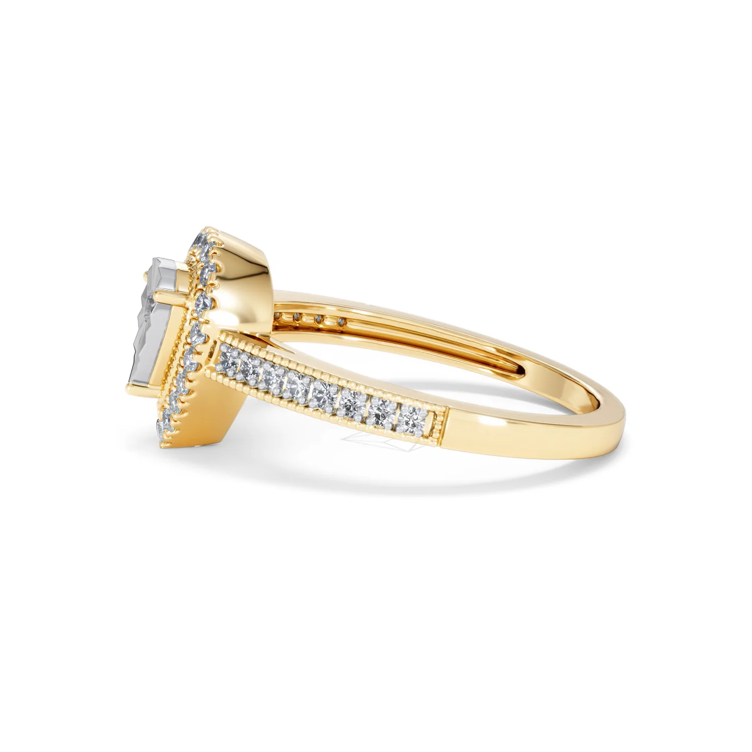 Masami Pear Shaped Pave Diamond Engagement Ring 0.15ct 9K Yellow Gold - Image 70