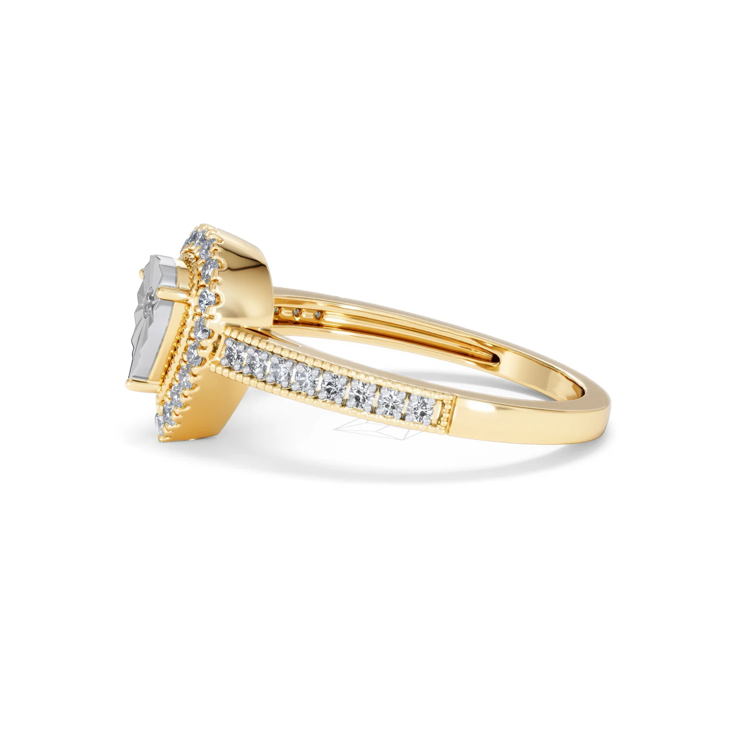 Masami Pear Shaped Pave Diamond Engagement Ring 0.15ct 9K Yellow Gold - Image 71