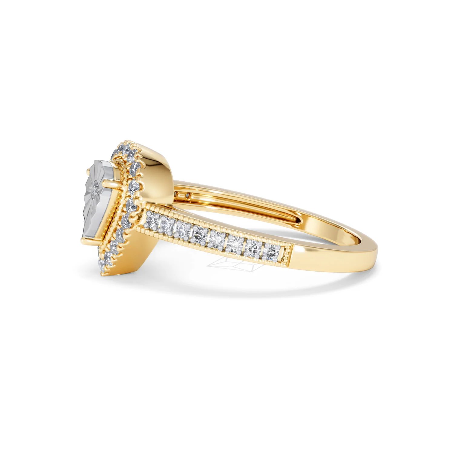 Masami Pear Shaped Pave Diamond Engagement Ring 0.15ct 9K Yellow Gold - Image 72