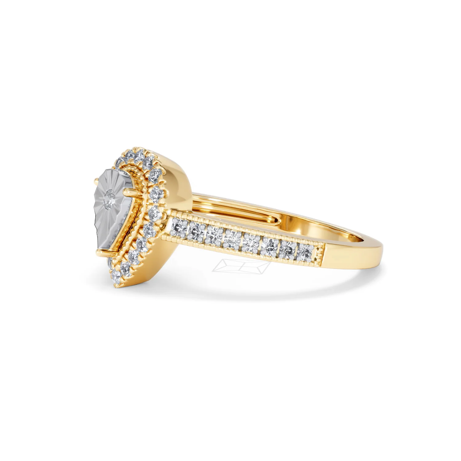 Masami Pear Shaped Pave Diamond Engagement Ring 0.15ct 9K Yellow Gold - Image 75