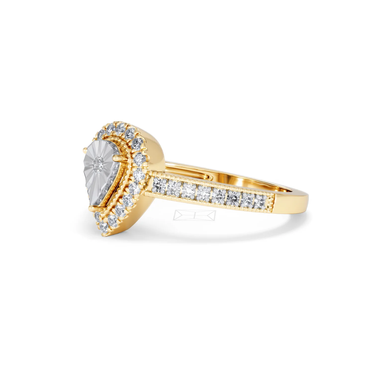 Masami Pear Shaped Pave Diamond Engagement Ring 0.15ct 9K Yellow Gold - Image 77