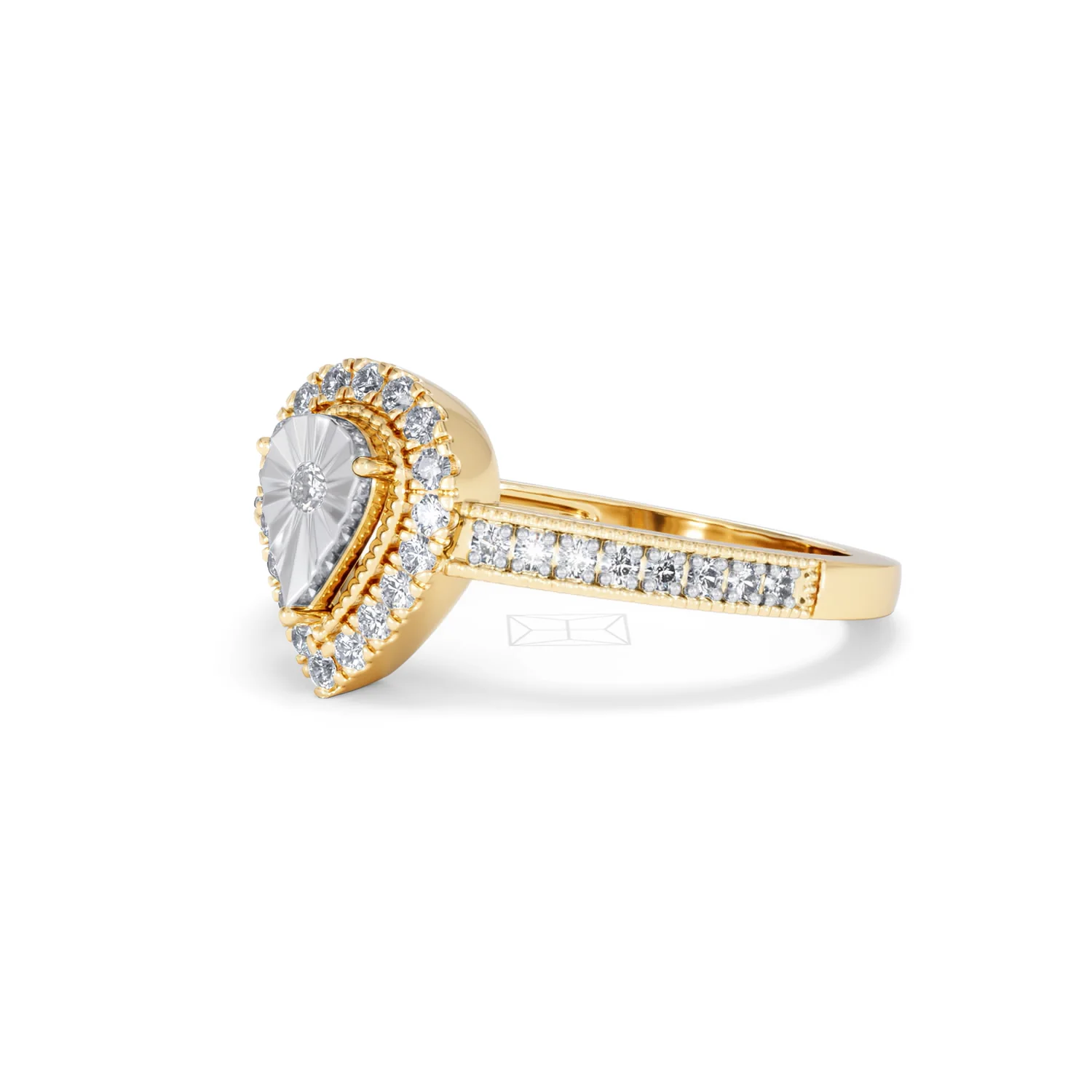 Masami Pear Shaped Pave Diamond Engagement Ring 0.15ct 9K Yellow Gold - Image 78