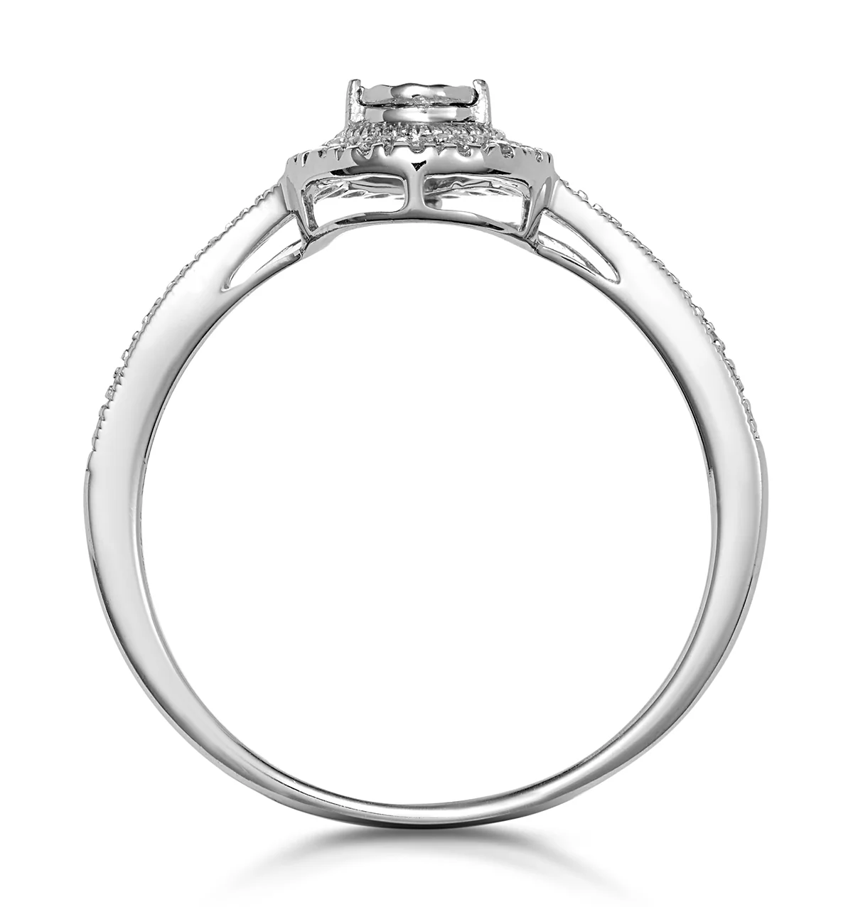 Masami Pear Shaped Pave Diamond Engagement Ring 0.15ct 9K White Gold - Image 3