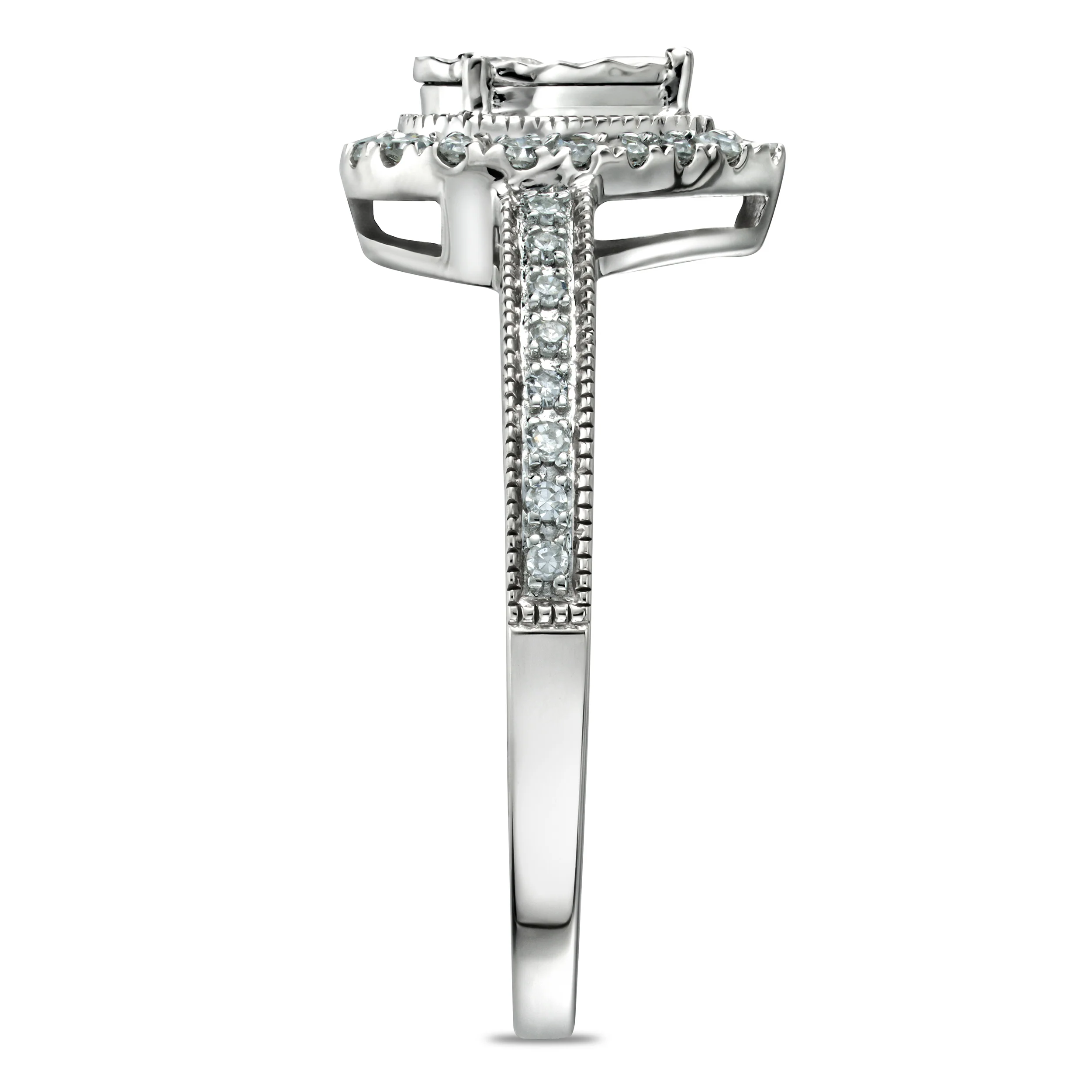 Masami Pear Shaped Pave Diamond Engagement Ring 0.15ct 9K White Gold - Image 5