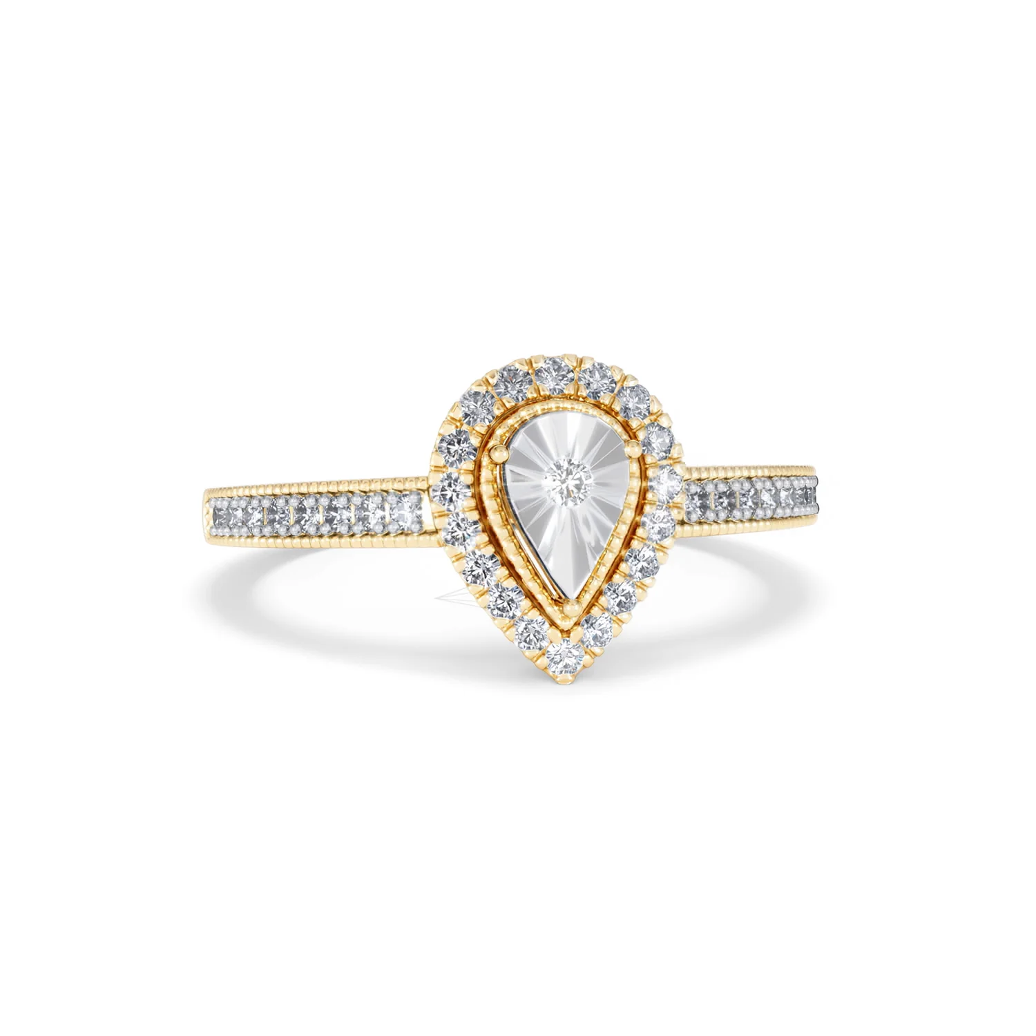Masami Pear Shaped Pave Lab Diamond Engagement Ring 0.15ct 18K Gold Vermeil - Image 11
