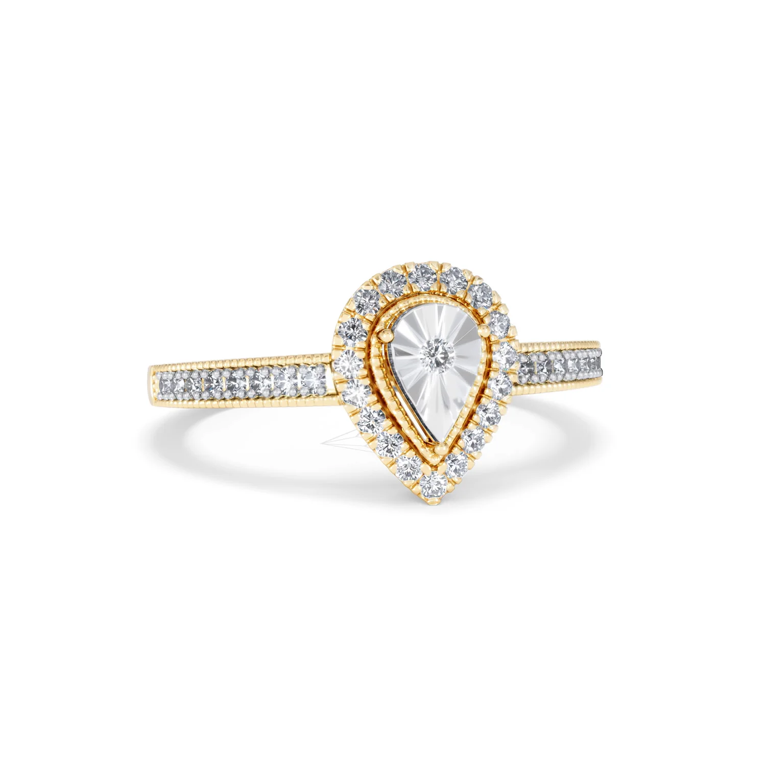 Masami Pear Shaped Pave Lab Diamond Engagement Ring 0.15ct 18K Gold Vermeil - Image 12