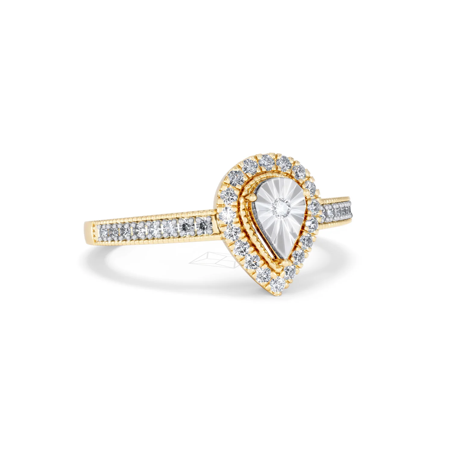 Masami Pear Shaped Pave Lab Diamond Engagement Ring 0.15ct 18K Gold Vermeil - Image 14