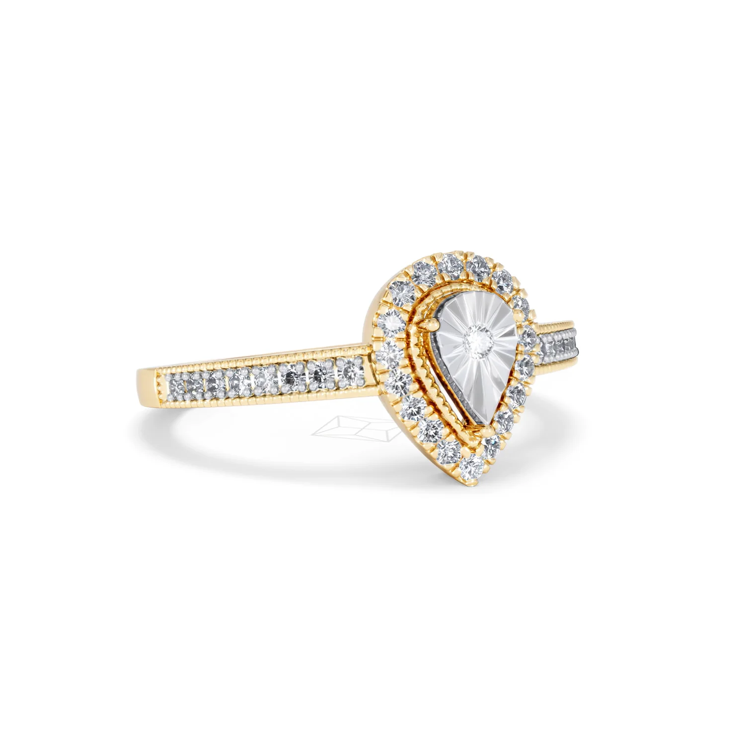 Masami Pear Shaped Pave Lab Diamond Engagement Ring 0.15ct 18K Gold Vermeil - Image 15