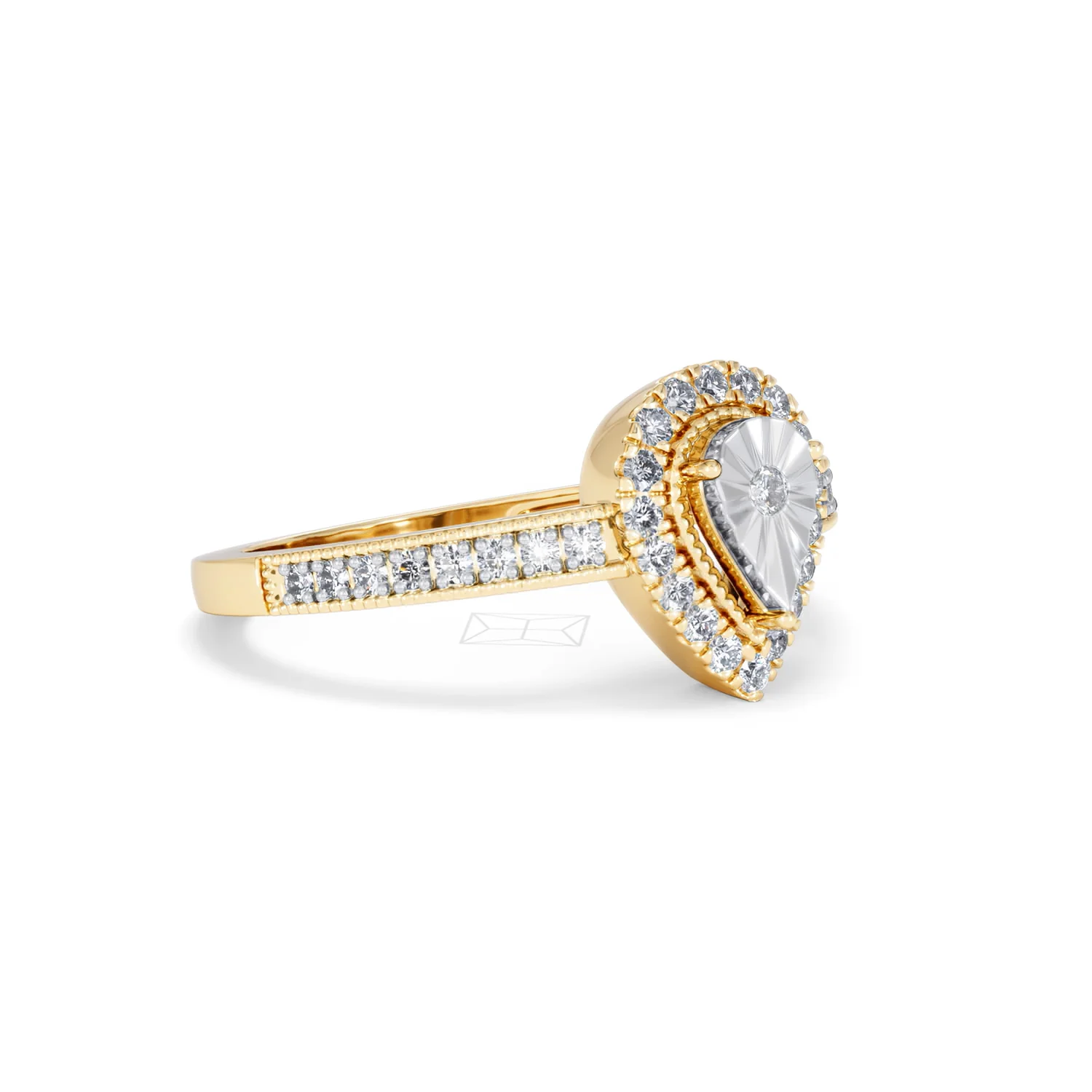 Masami Pear Shaped Pave Lab Diamond Engagement Ring 0.15ct 18K Gold Vermeil - Image 18