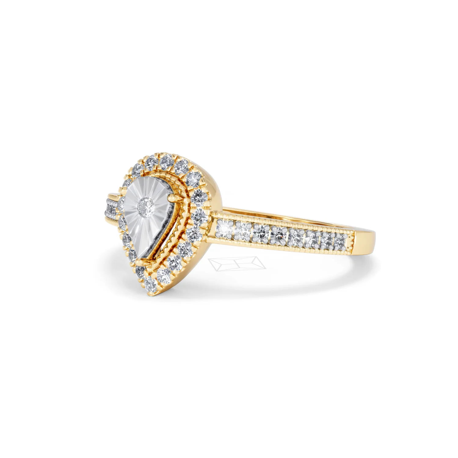 Masami Pear Shaped Pave Lab Diamond Engagement Ring 0.15ct 18K Gold Vermeil - Image 81