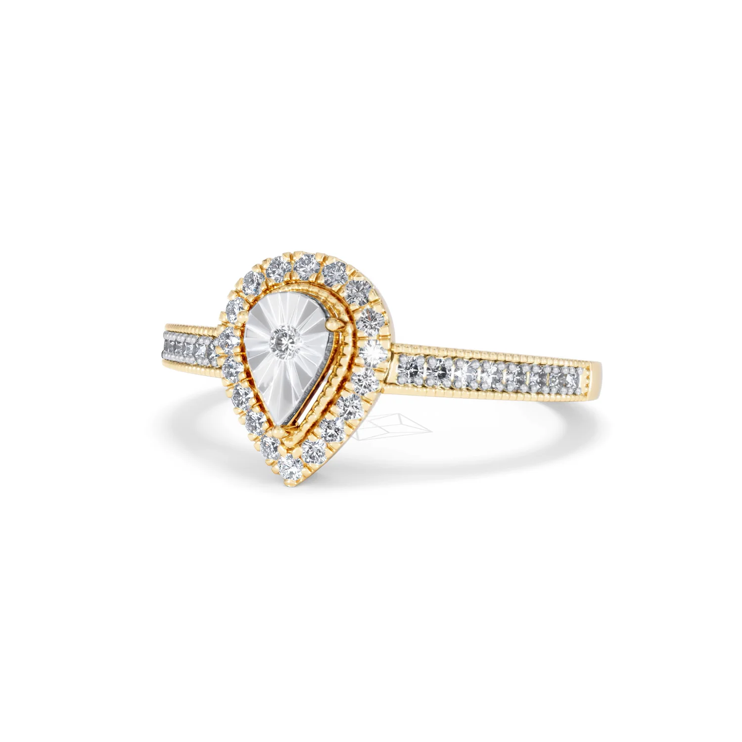 Masami Pear Shaped Pave Lab Diamond Engagement Ring 0.15ct 18K Gold Vermeil - Image 84