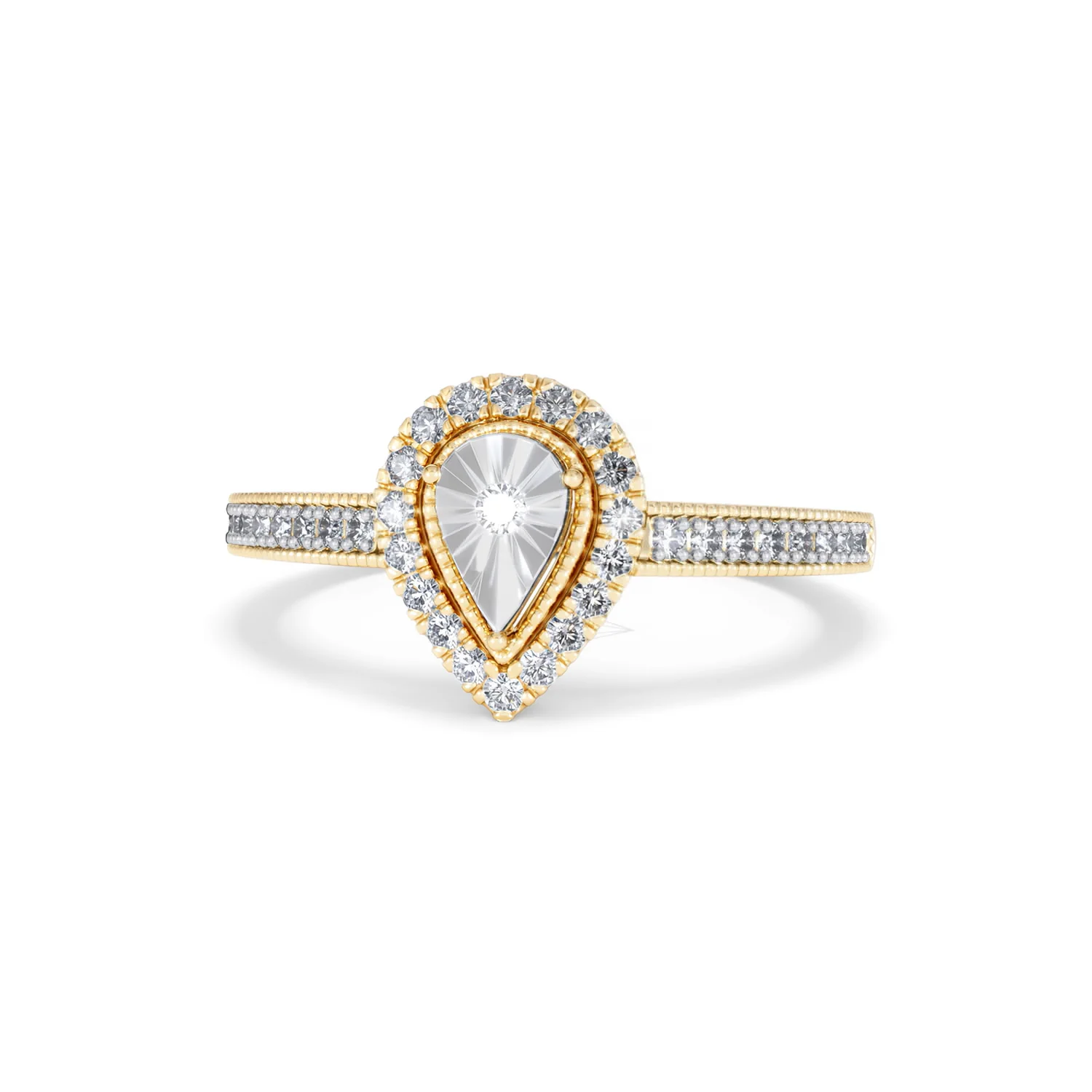 Masami Pear Shaped Pave Lab Diamond Engagement Ring 0.15ct 18K Gold Vermeil - Image 87