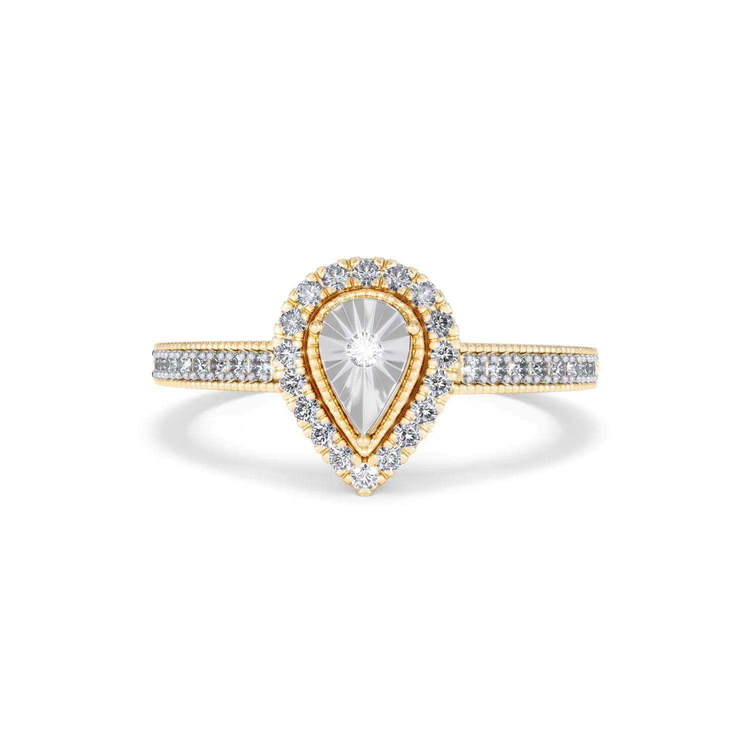 Masami Pear Shaped Pave Lab Diamond Engagement Ring 0.15ct 18K Gold Vermeil - Image 88