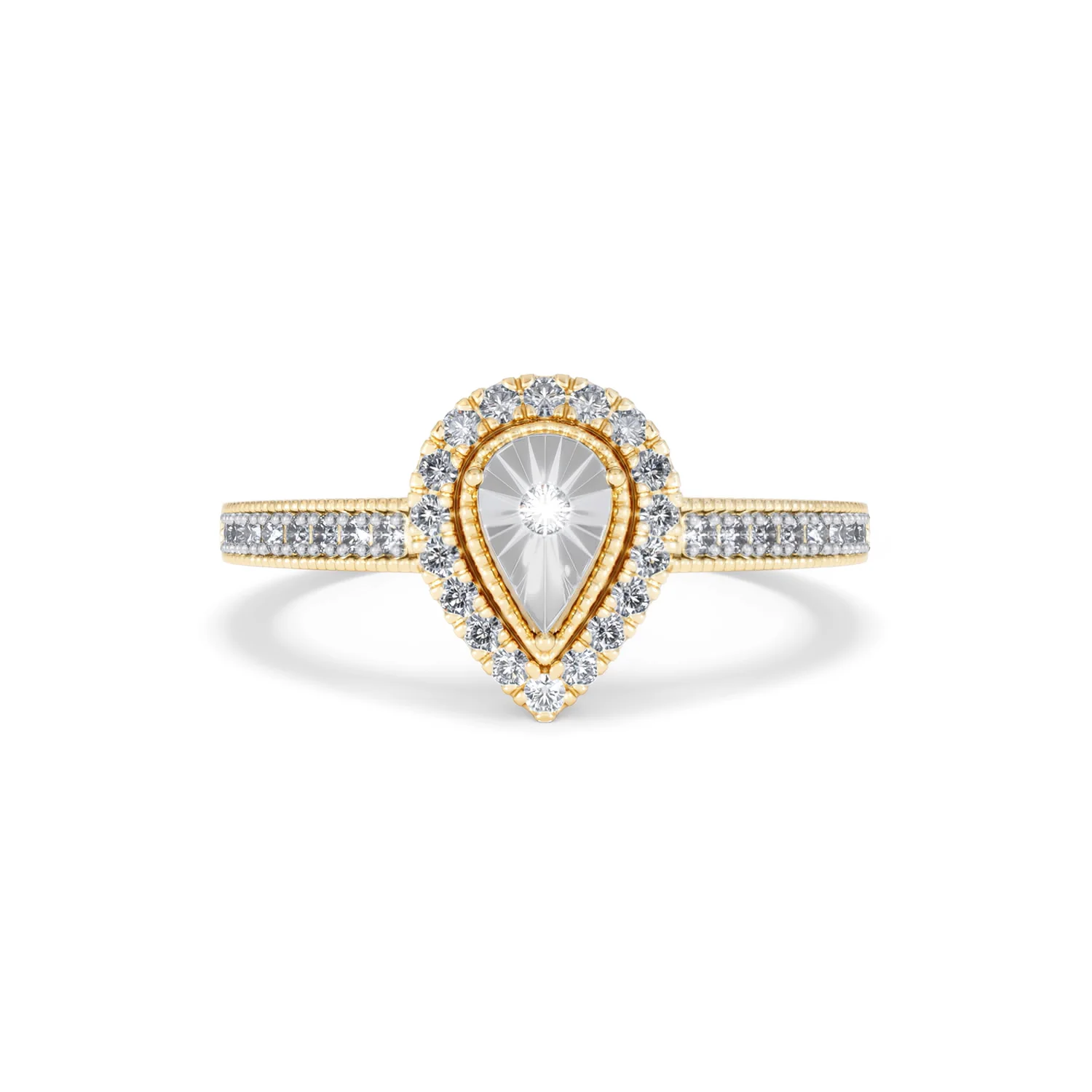 Masami Pear Shaped Pave Lab Diamond Engagement Ring 0.15ct 18K Gold Vermeil - Image 9