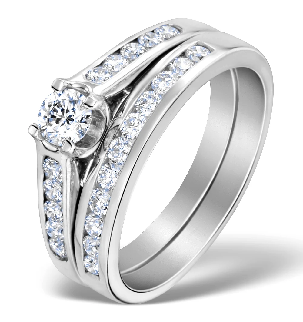 Matching Diamond Engagement and Wedding Ring 0.86ct 18K Gold